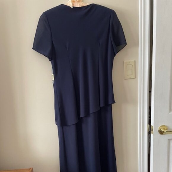 Tradition  - VTG  -  NWT-  floor length chiffon dress  - blue w jacket size 12P - Picture 3 of 11